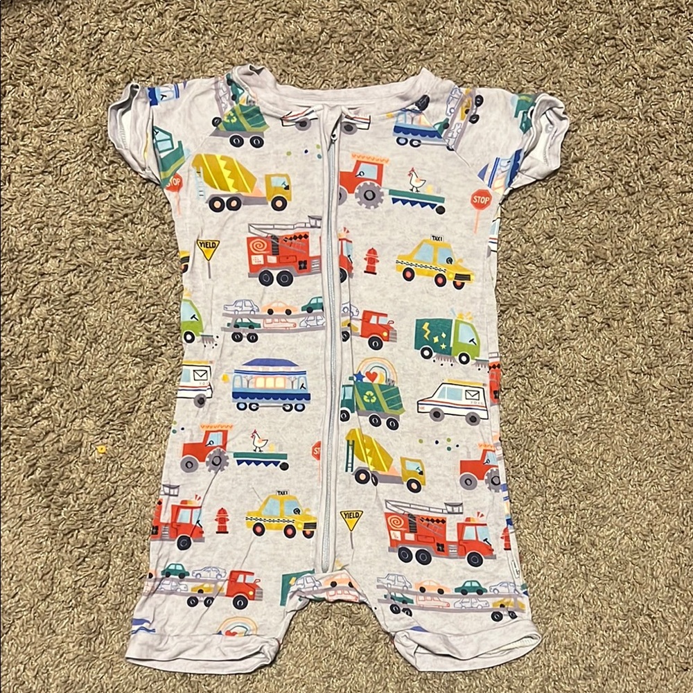 Little Sleepies Shortie vehicles print 18-24 month
